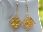 Gold Foil Waffle Bead Earrings